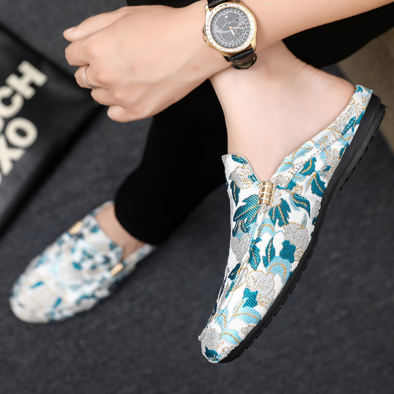 Мъжки Slip-On лоуфъри с платнен горен, гумена подметка, заострен нос и антихлъзгаща подметка