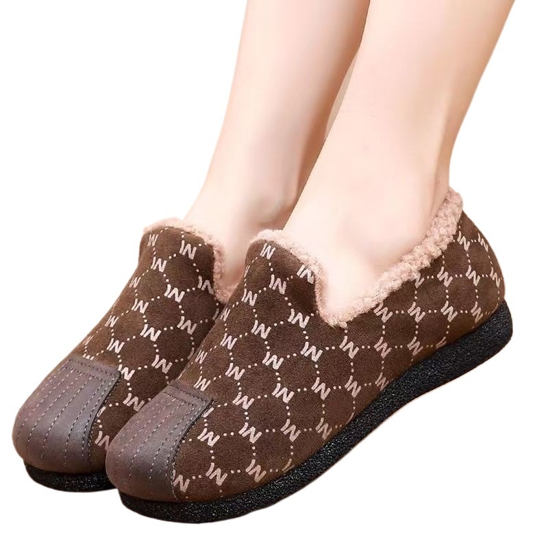 Pamukaste slip-on tenisice s plišastim gornjim dijelom i podstavom, niski kroj, prst u obliku ribe, PVC potplat