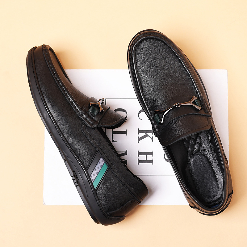 Мъжки обувки Bean Shoes – Горна част: кожа от първи слой телешка кожа, Подметка: гума, Нос: кръгъл, Стелка: кожа от първи слой свинска кожа, Пролет