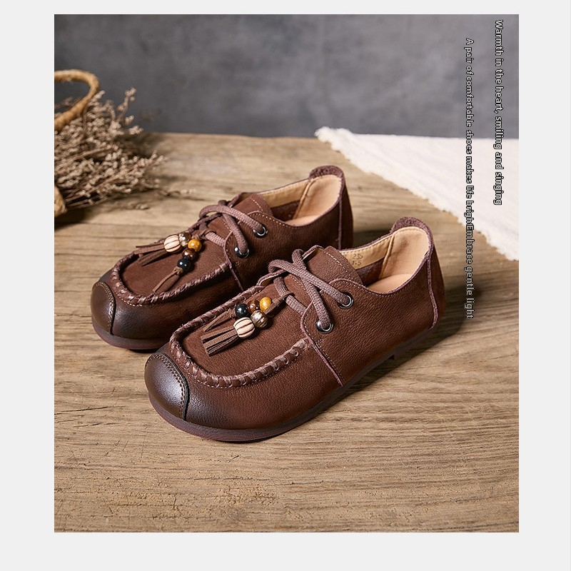 Naiste nahast loaferid ümmarguse ninaga, kummist talla, madal konts 1–3 cm, sobib sügisele-talvel