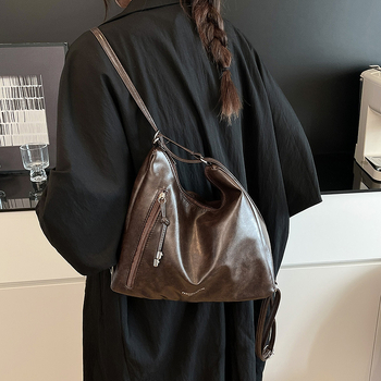 Višenamjenski pretvorljivi ruksak - PU materijal, vodoravni kvadratni oblik, zatvaranje na zip, poliester podstava, ulični stil