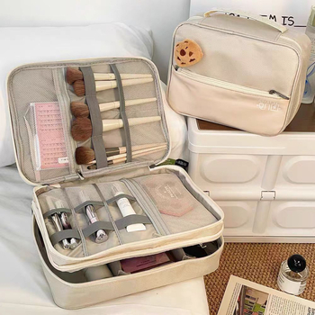 Kozmetička torba velike kapacitete s pregradama, prijenosna za putovanja, otporna na mrlje, višenamjenski organizator kozmetike (Materijal: Tkanina; Uzorak: Drugo; Podstava: Drugo; Funkcija: Drugo; Spol: Muškarac)