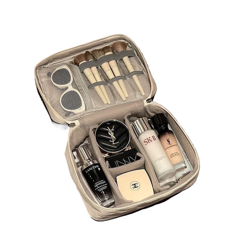 Kozmetička torba velike kapacitete s pregradama, prijenosna za putovanja, otporna na mrlje, višenamjenski organizator kozmetike (Materijal: Tkanina; Uzorak: Drugo; Podstava: Drugo; Funkcija: Drugo; Spol: Muškarac)