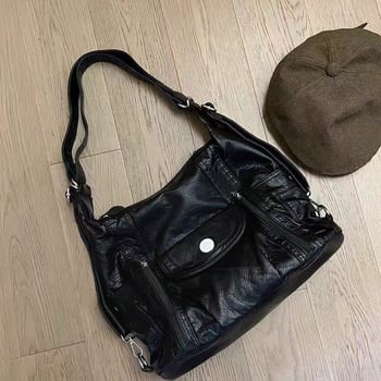 PU kožna torbica za rame, ulični stil, horizontalni kvadratni oblik, zatvarač, jesen 2025