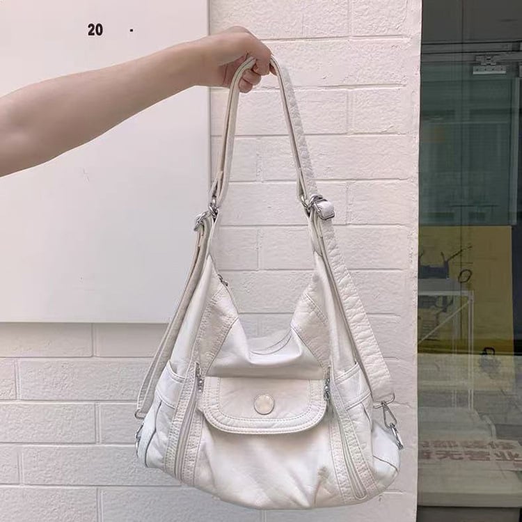 PU kožna torbica za rame, ulični stil, horizontalni kvadratni oblik, zatvarač, jesen 2025