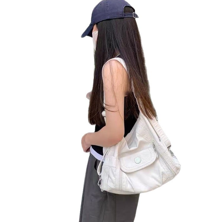 PU kožna torbica za rame, ulični stil, horizontalni kvadratni oblik, zatvarač, jesen 2025