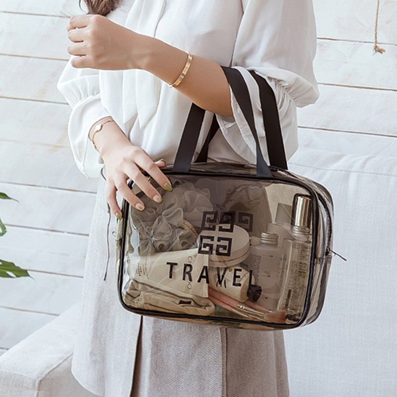 PVC kozmetička torbica, kubnog oblika, veliki kapacitet, višefunkcionalna s odjeljkom za suho/mokro, vodootporna, za putovanja