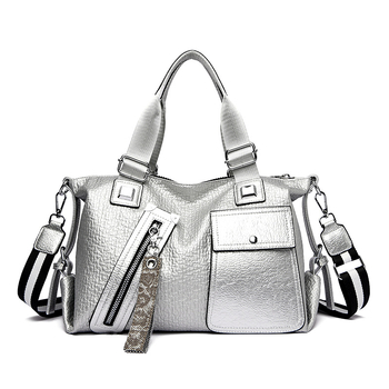Ženska torba preko ramena Tote – street style, PU materijal, velika kapaciteta, vodoravni kvadratni oblik, otvaranje s kapom, unutarnji džepovi: džep na zip, džep za telefon, džep za ID, dvostruki remeni