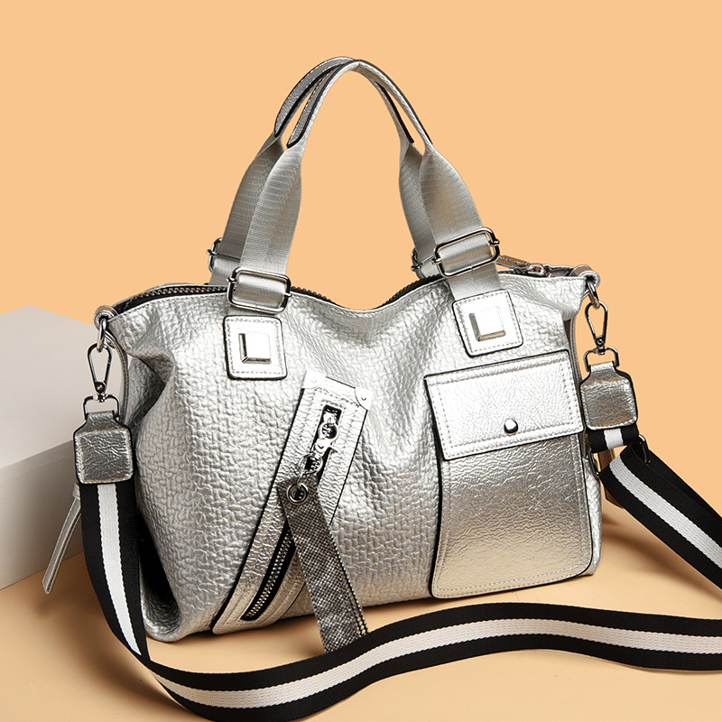 Ženska torba preko ramena Tote – street style, PU materijal, velika kapaciteta, vodoravni kvadratni oblik, otvaranje s kapom, unutarnji džepovi: džep na zip, džep za telefon, džep za ID, dvostruki remeni
