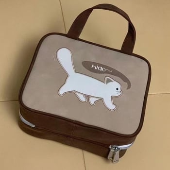 Kožna torbica za šminku, velika kapaciteta, tri u jednom, karikatura životinja, višezonsko skladištenje, zatvarač na zip