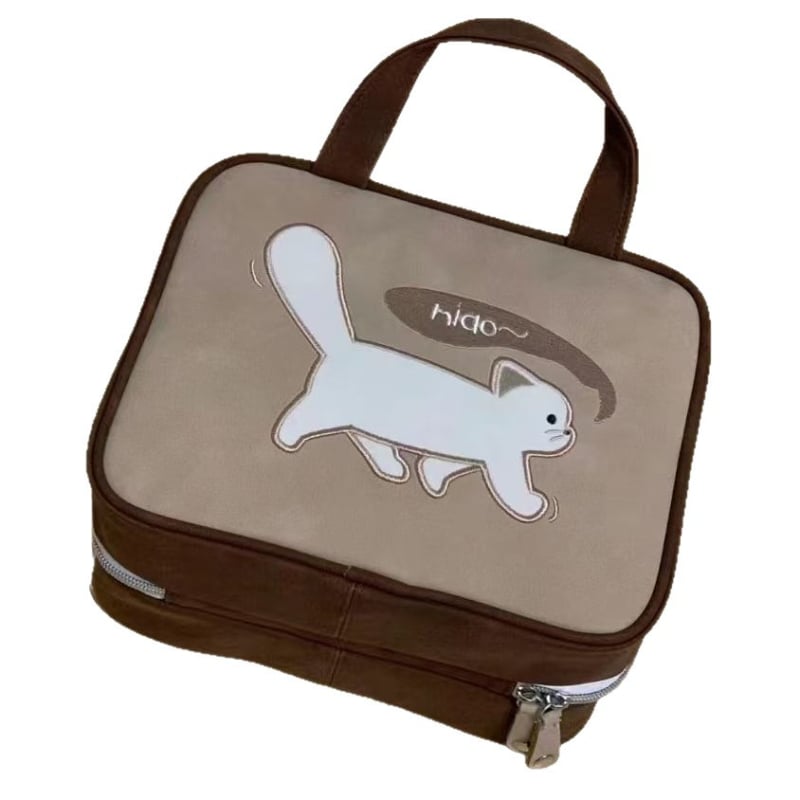 Kožna torbica za šminku, velika kapaciteta, tri u jednom, karikatura životinja, višezonsko skladištenje, zatvarač na zip