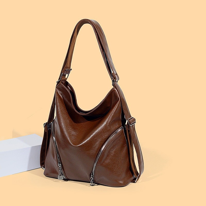 Ženska PU crossbody tote torba – s jednom remenom, zatvarač, podstava od poliestera, pravokutnog oblika