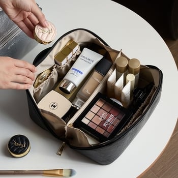 PU kozmetička torbica za žene — prijenosna, višenamjenska torbica za kozmetiku s zatvaračem i pamukom iznutra