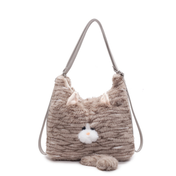 Crossbody taška cez rameno – plyšový materiál, mestský minimalistický štýl, horizontálny štvorcový tvar, zips