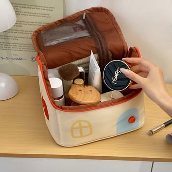 Torbica za šminku s dječjim karikaturnim stilom (materijal: tkanina; uzorak: krajolik; podstava: tkanina; sklopiva)