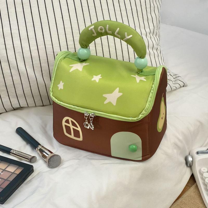 Make-up taška Star House – skladacia, textilné prevedenie, veľká kapacita, detský karikatúrny štýl, vzor krajiny