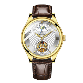 Muški automatski mehanički sat s tourbillonom SENORS SN169, vodootporan do 30 m, kućište i narukvica od nehrđajućeg čelika, mehanizam Seagull