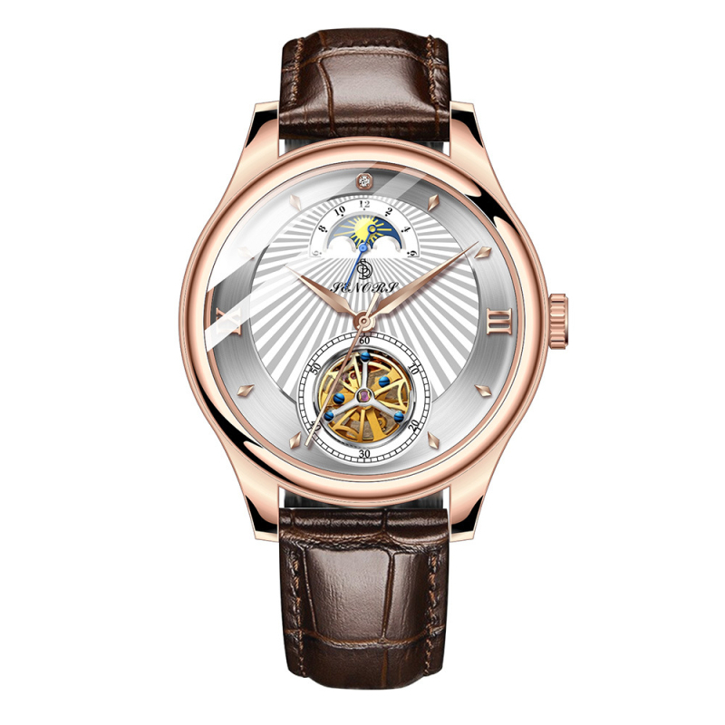 Muški automatski mehanički sat s tourbillonom SENORS SN169, vodootporan do 30 m, kućište i narukvica od nehrđajućeg čelika, mehanizam Seagull