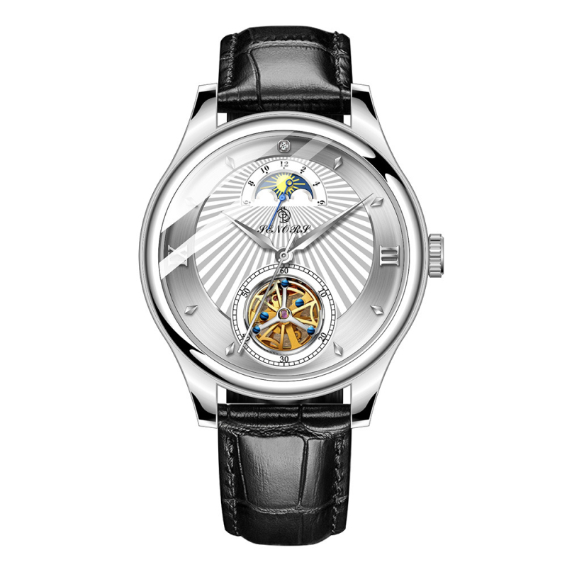 Muški automatski mehanički sat s tourbillonom SENORS SN169, vodootporan do 30 m, kućište i narukvica od nehrđajućeg čelika, mehanizam Seagull