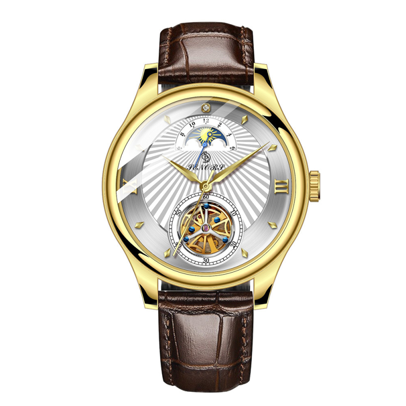 Muški automatski mehanički sat s tourbillonom SENORS SN169, vodootporan do 30 m, kućište i narukvica od nehrđajućeg čelika, mehanizam Seagull