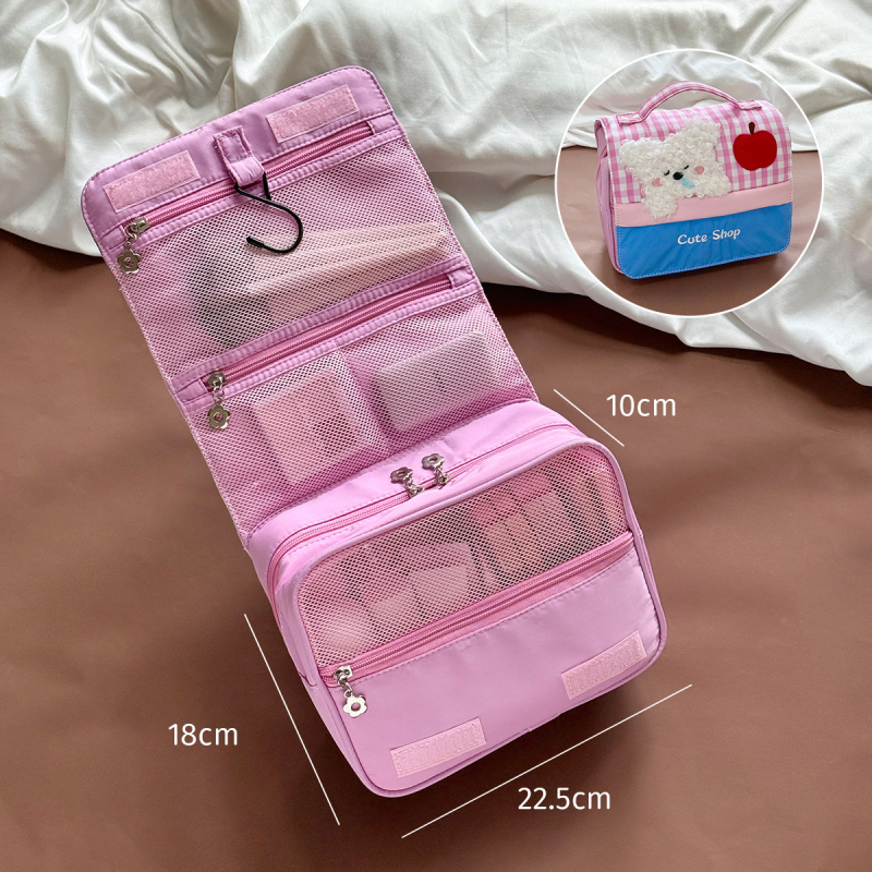 Torba za šminku i kozmetička torba s temom psa, platnena, pliš dizajn, životinjski uzorak, podstava od poliestera