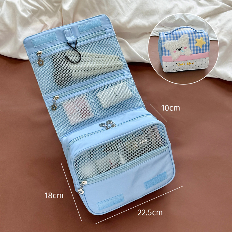 Torba za šminku i kozmetička torba s temom psa, platnena, pliš dizajn, životinjski uzorak, podstava od poliestera