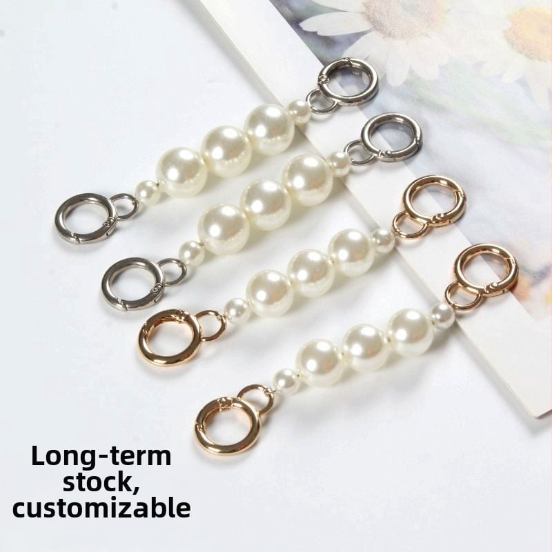 Ζώνη τσάντας/ώμου με επέκταση αλυσίδας από μαργαριριάρια — DIY μακρύτερη αλυσίδα από μαργαριριάρια, κράμα ψευδάργύρου + μαργαριριάρια, καλοκαίρι 2023 κυκλοφορία, κωδικός 26712029202