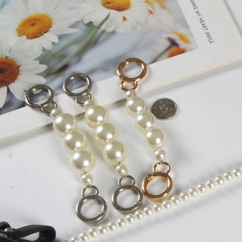 Ζώνη τσάντας/ώμου με επέκταση αλυσίδας από μαργαριριάρια — DIY μακρύτερη αλυσίδα από μαργαριριάρια, κράμα ψευδάργύρου + μαργαριριάρια, καλοκαίρι 2023 κυκλοφορία, κωδικός 26712029202