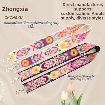 Ιμάντας τσάντας με κέντημα λουλουδιών, βαμβακερό υλικό, στυλ mix‑and‑match, μειώνει το φορτίο