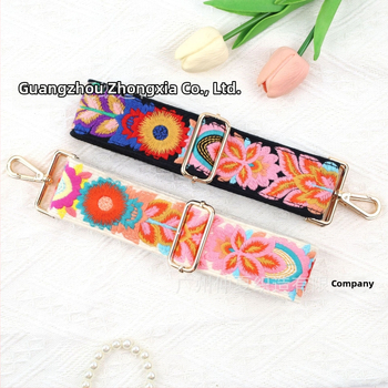 Ιμάντας τσάντας με κέντημα λουλουδιών, βαμβακερό υλικό, στυλ mix‑and‑match, μειώνει το φορτίο