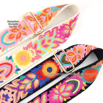 Ιμάντας τσάντας με κέντημα λουλουδιών, βαμβακερό υλικό, στυλ mix‑and‑match, μειώνει το φορτίο