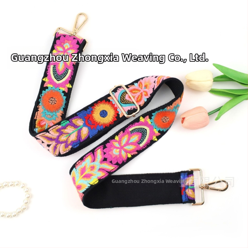 Ιμάντας τσάντας με κέντημα λουλουδιών, βαμβακερό υλικό, στυλ mix‑and‑match, μειώνει το φορτίο