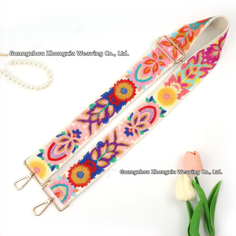 Ιμάντας τσάντας με κέντημα λουλουδιών, βαμβακερό υλικό, στυλ mix‑and‑match, μειώνει το φορτίο