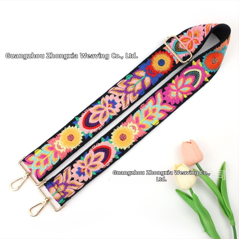 Ιμάντας τσάντας με κέντημα λουλουδιών, βαμβακερό υλικό, στυλ mix‑and‑match, μειώνει το φορτίο