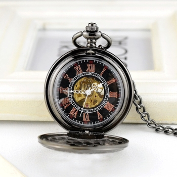 Džepni sat s antičkim skeletnim dizajnom i preklopnim poklopcem – Model 039; Kućište: legura; Remen: legura; Staklo: mineralno ojačano staklo; Stil: Antik