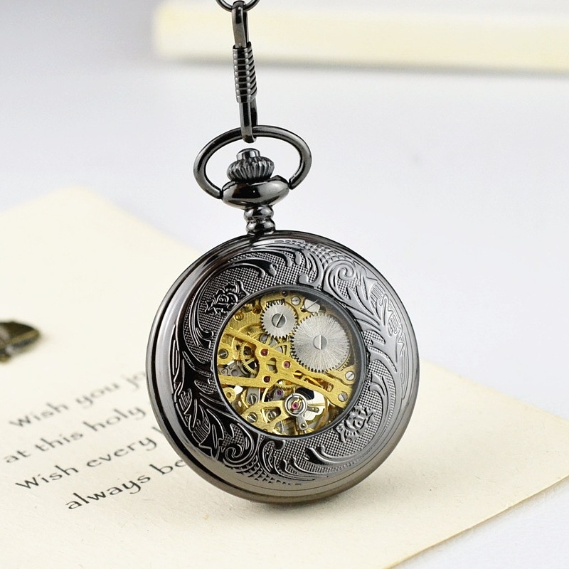 Džepni sat s antičkim skeletnim dizajnom i preklopnim poklopcem – Model 039; Kućište: legura; Remen: legura; Staklo: mineralno ojačano staklo; Stil: Antik