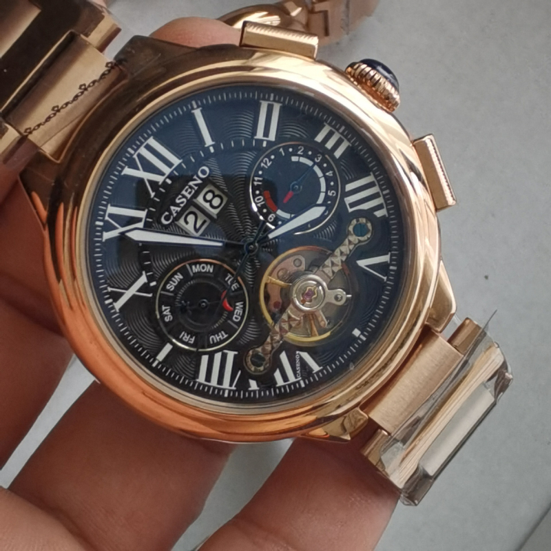 Caseno 6996G Automatski Tourbillon muški sat s nehrđajućim čeličnim kaišem, DL6030 Seagull pokret, safirno staklo, vodootpornost 30 m