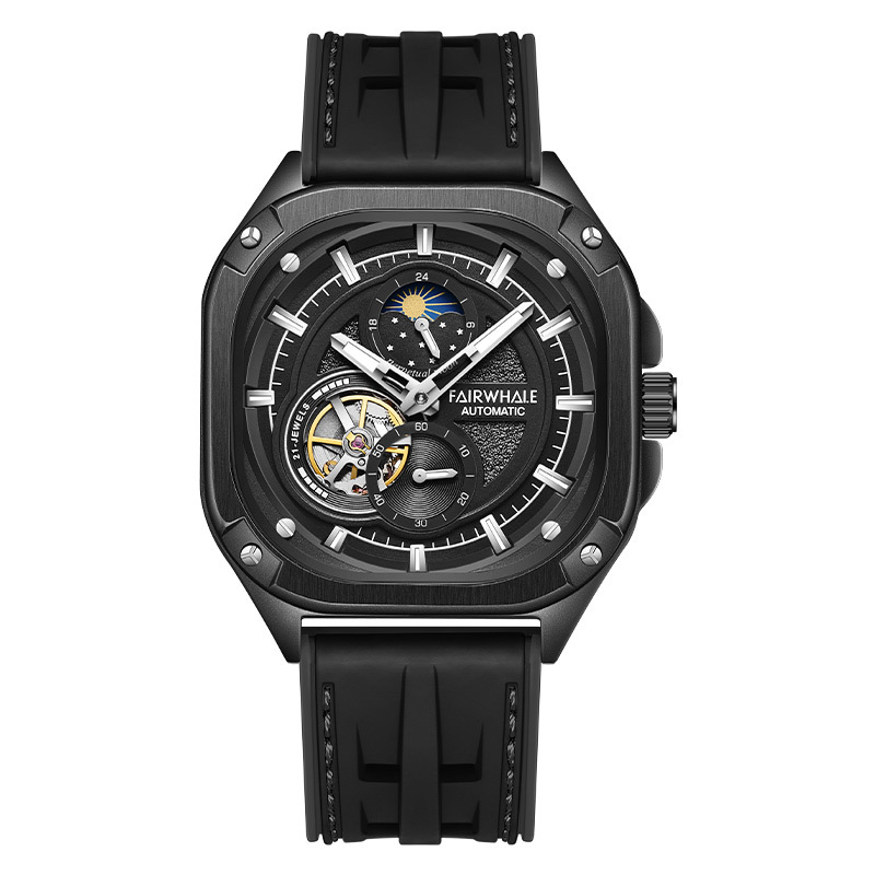 Ceas mecanic Mark Fairwhale – Tourbillon, Fază Lunii, Rezistență la apă 30m, Mișcare 6490