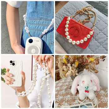 Didi ABS ιμάντας τσάντας με αλυσίδα μαργαριριών, αδιάβροχος και πολύ ελαφρύς, cross-body/ώμου ιμάντας, φρέσκο και γλυκό στυλ, μονόχρωμο μοτίβο