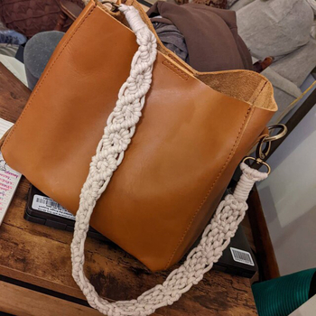 Λουρί ώμου για κάμερα — χειροποίητο πλεκτό, μποέμικο στυλ, αναπνεύσιμο βαμβακερό νήμα, υπερ-ελαφρύ, μονόχρωμο σχέδιο