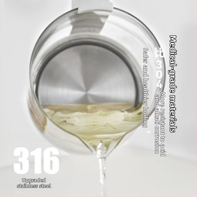 Stikla veselības tējas kanna birojam un mājām — borosilikāta stikls, tilpums 1–1,5 L, 220 V, 500–1000 W, mikroprocesora vadība