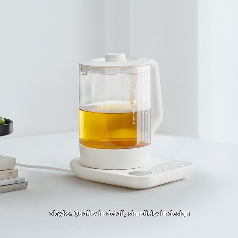 Stikla veselības tējas kanna birojam un mājām — borosilikāta stikls, tilpums 1–1,5 L, 220 V, 500–1000 W, mikroprocesora vadība