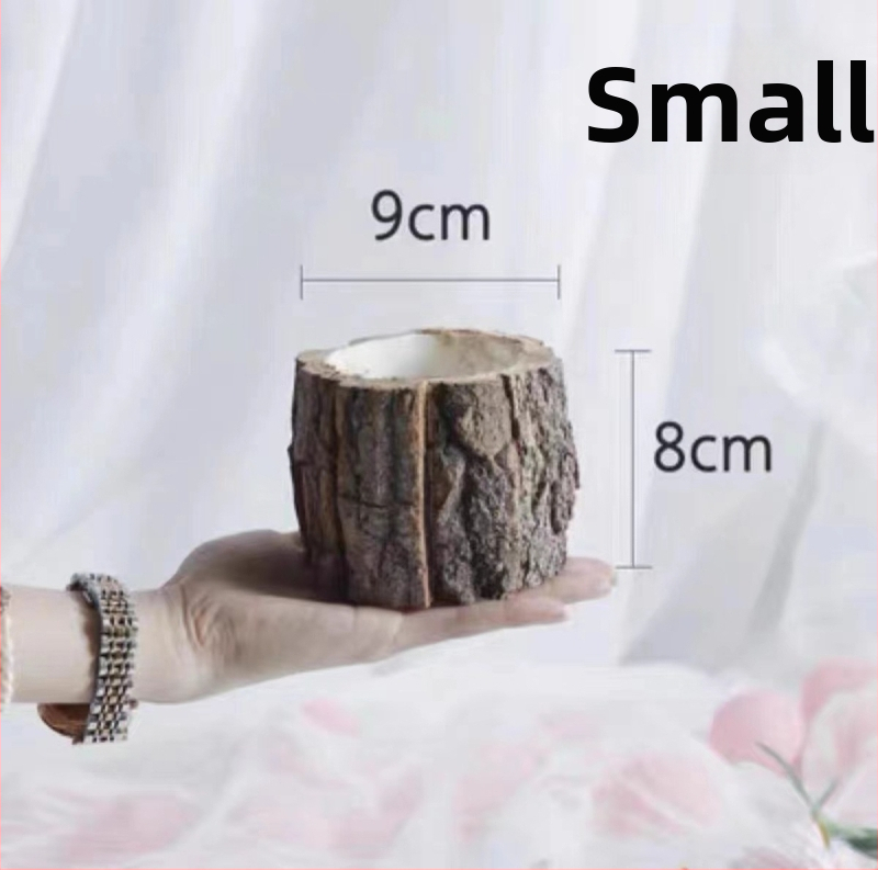 Rankų darbo medžio žievės statinė sukulentams, dekoratyvinė gėlių vazonas iš pintų medienos trupinių