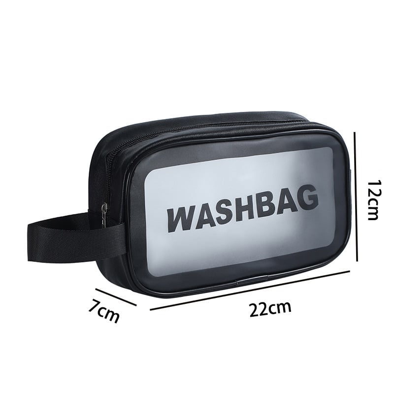 Utazási kozmetikai táska fogantyúval, szabadidős utazási stílus, PVC külső, PU bélés, vízálló, nagy kapacitás