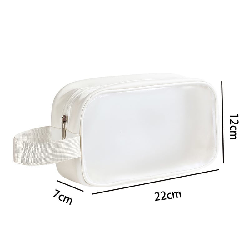 Utazási kozmetikai táska fogantyúval, szabadidős utazási stílus, PVC külső, PU bélés, vízálló, nagy kapacitás