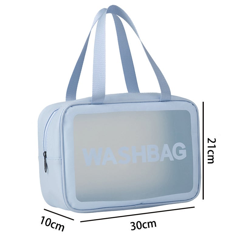 Utazási kozmetikai táska fogantyúval, szabadidős utazási stílus, PVC külső, PU bélés, vízálló, nagy kapacitás