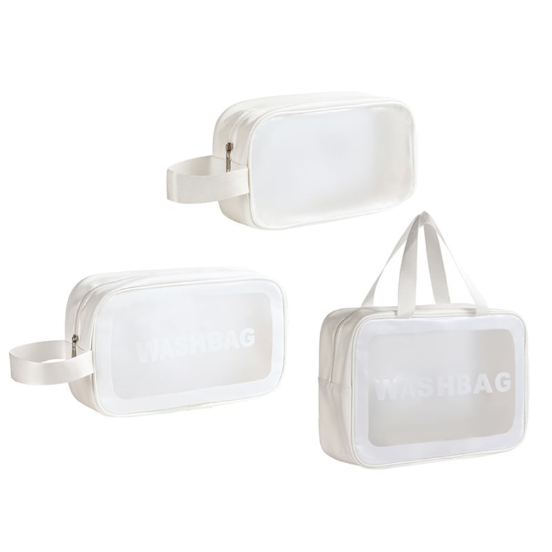 Utazási kozmetikai táska fogantyúval, szabadidős utazási stílus, PVC külső, PU bélés, vízálló, nagy kapacitás