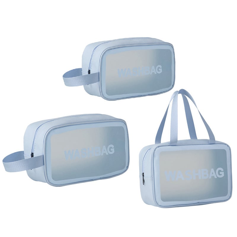 Utazási kozmetikai táska fogantyúval, szabadidős utazási stílus, PVC külső, PU bélés, vízálló, nagy kapacitás