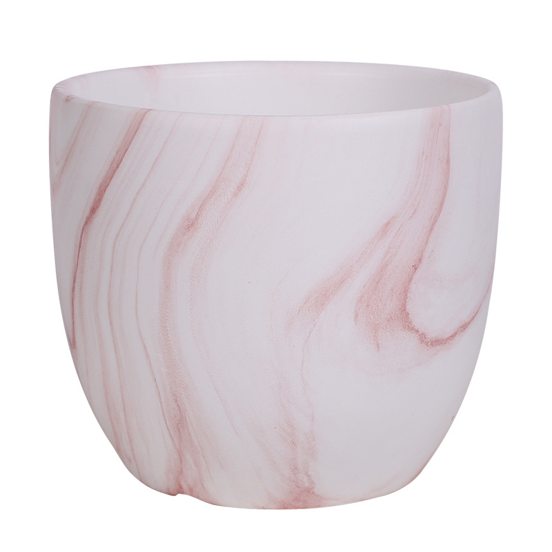Ceramicna posuda za cvijeće s pladnjem, mramornim uzorkom; otporna na koroziju i izdržljiva; štednja vode; za stol ili pod; Nordic-Simple stil