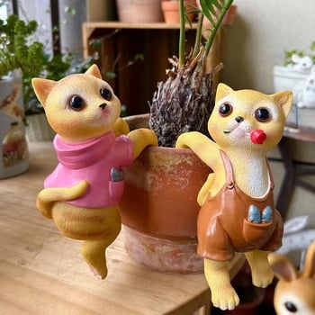 Резинова зайче градинска украса за саксия – карикатурна скулптура, декоративна фигура